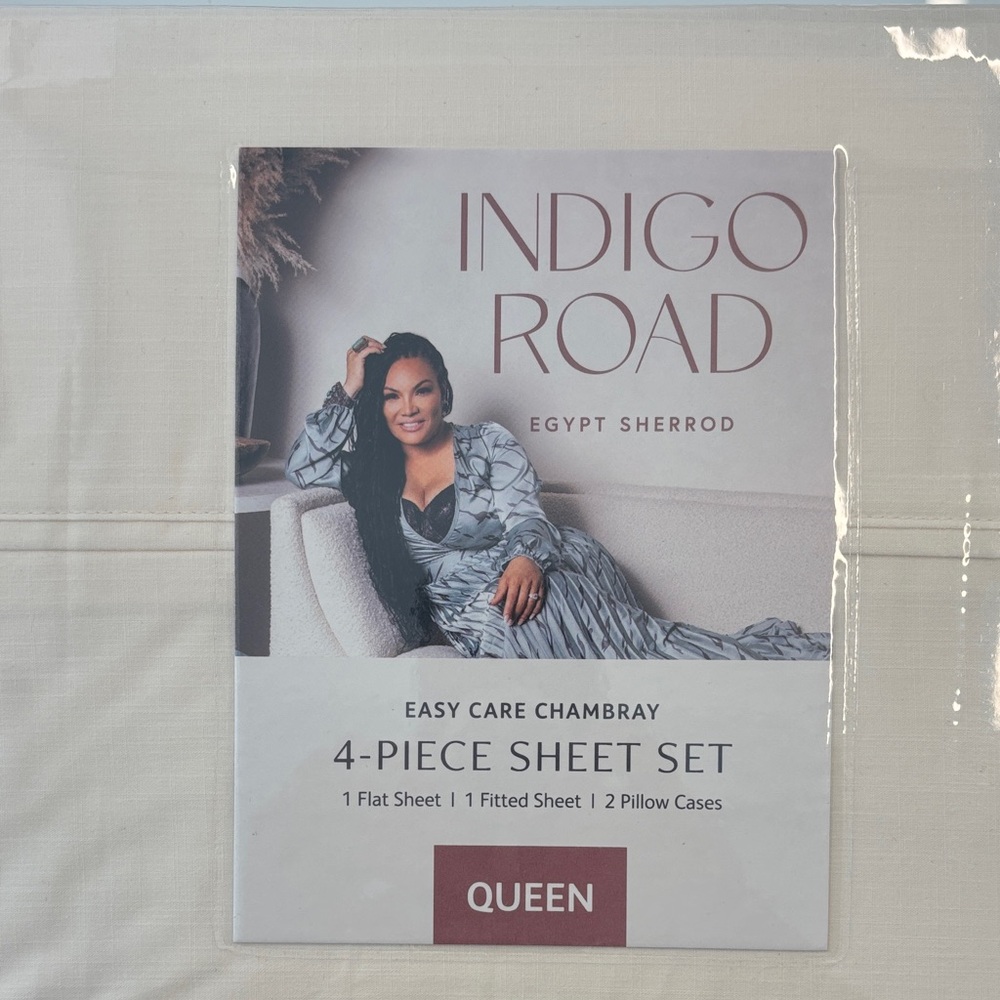 Indigo Road Chambray Queen Sheet Set - Ivory